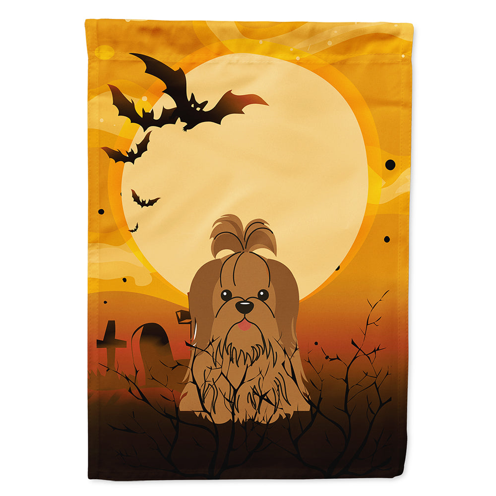 Halloween Shih Tzu Silver Chocolate House Flag 28x40 Porch Sleeve Pole Decorative Outside Yard Banner Artwork Wall Hanging, Polyester