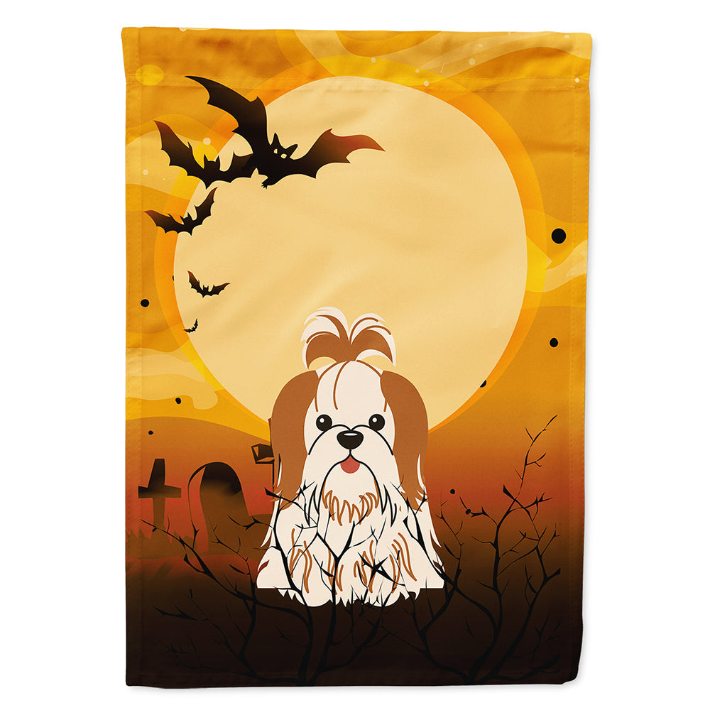 Halloween Shih Tzu Red White House Flag 28x40 Porch Sleeve Pole Decorative Outside Yard Banner Artwork Wall Hanging, Polyester