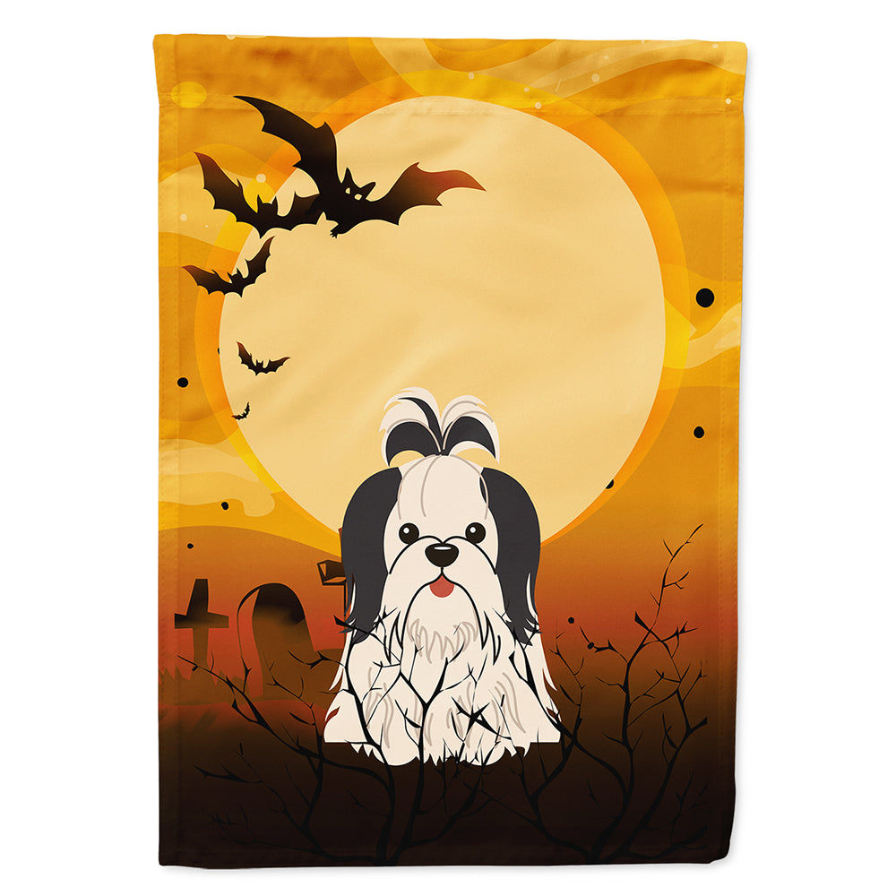Halloween Shih Tzu Black White House Flag 28x40 Porch Sleeve Pole Decorative Outside Yard Banner Artwork Wall Hanging, Polyester