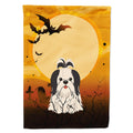 Halloween Shih Tzu Black White House Flag 28x40 Porch Sleeve Pole Decorative Outside Yard Banner Artwork Wall Hanging, Polyester