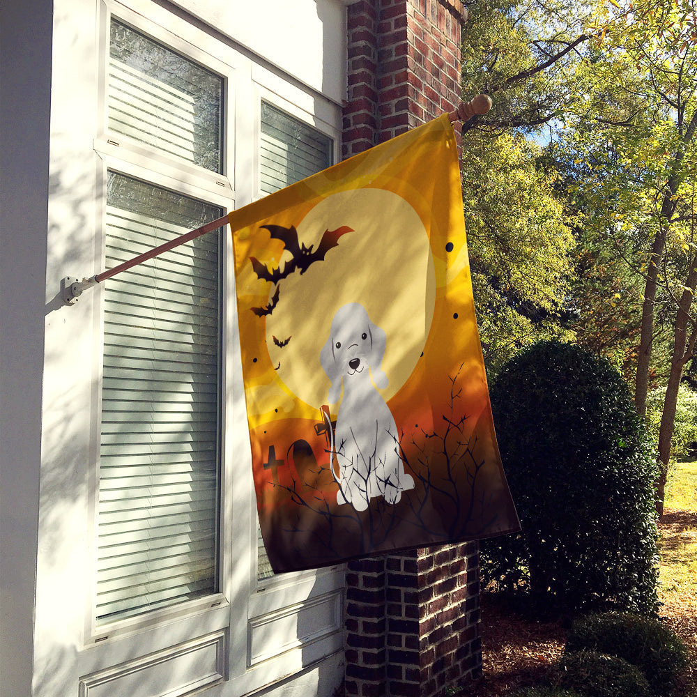 Halloween Bedlington Terrier Blue House Flag 28x40 Porch Sleeve Pole Decorative Outside Yard Banner Artwork Wall Hanging, Polyester