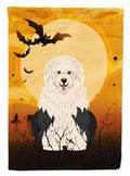 Halloween Old English Sheepdog House Flag 28x40 Porch Sleeve Pole Decorative Outside Yard Banner Artwork Wall Hanging, Polyester