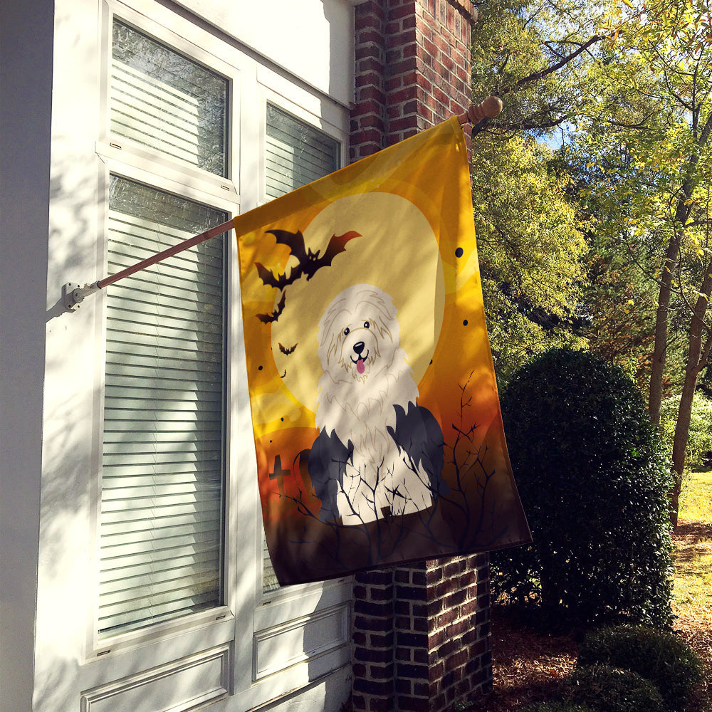 Halloween Old English Sheepdog House Flag 28x40 Porch Sleeve Pole Decorative Outside Yard Banner Artwork Wall Hanging, Polyester