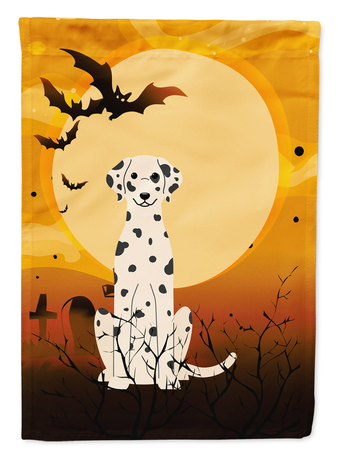 Halloween Dalmatian House Flag 28x40 Porch Sleeve Pole Decorative Outside Yard Banner Artwork Wall Hanging, Polyester