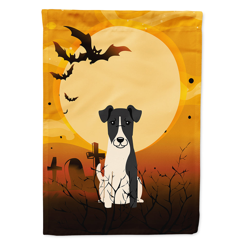 Halloween Smooth Fox Terrier House Flag 28x40 Porch Sleeve Pole Decorative Outside Yard Banner Artwork Wall Hanging, Polyester