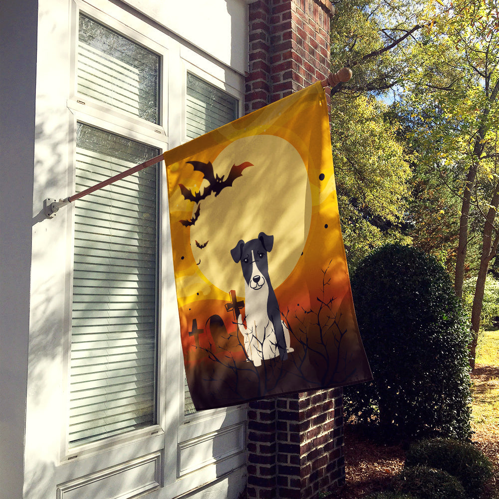 Halloween Smooth Fox Terrier House Flag 28x40 Porch Sleeve Pole Decorative Outside Yard Banner Artwork Wall Hanging, Polyester