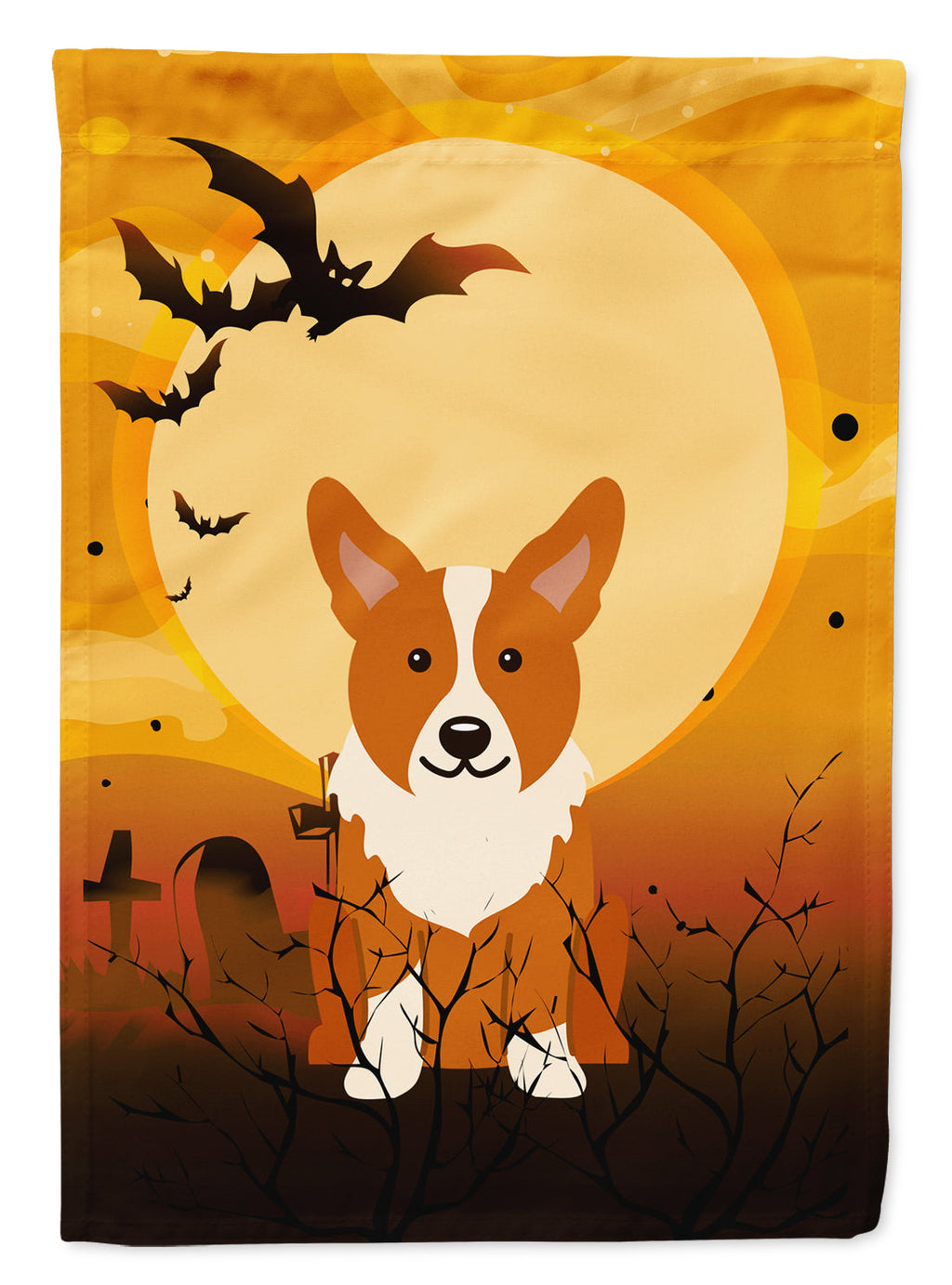 Halloween Corgi House Flag 28x40 Porch Sleeve Pole Decorative Outside Yard Banner Artwork Wall Hanging, Polyester