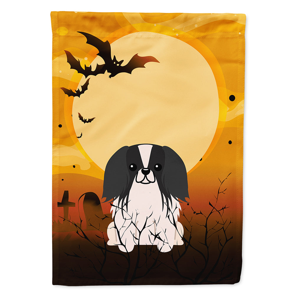 Halloween Pekingese Black White House Flag 28x40 Porch Sleeve Pole Decorative Outside Yard Banner Artwork Wall Hanging, Polyester
