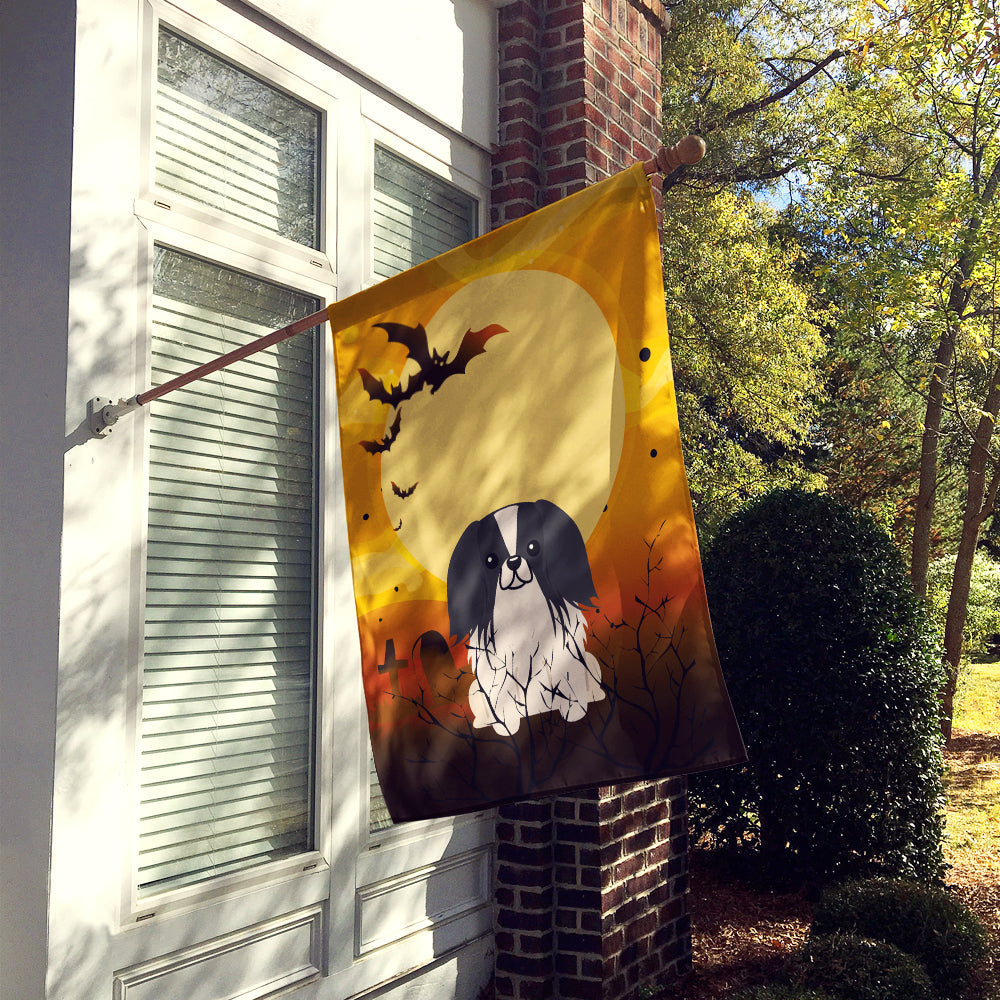 Halloween Pekingese Black White House Flag 28x40 Porch Sleeve Pole Decorative Outside Yard Banner Artwork Wall Hanging, Polyester