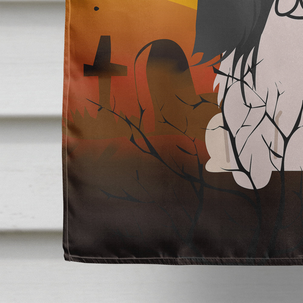 Halloween Pekingese Black White House Flag 28x40 Porch Sleeve Pole Decorative Outside Yard Banner Artwork Wall Hanging, Polyester
