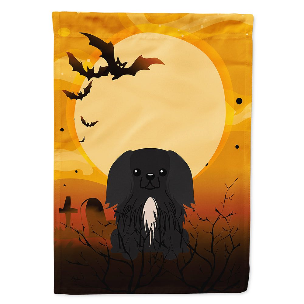 Halloween Pekingese Black House Flag 28x40 Porch Sleeve Pole Decorative Outside Yard Banner Artwork Wall Hanging, Polyester
