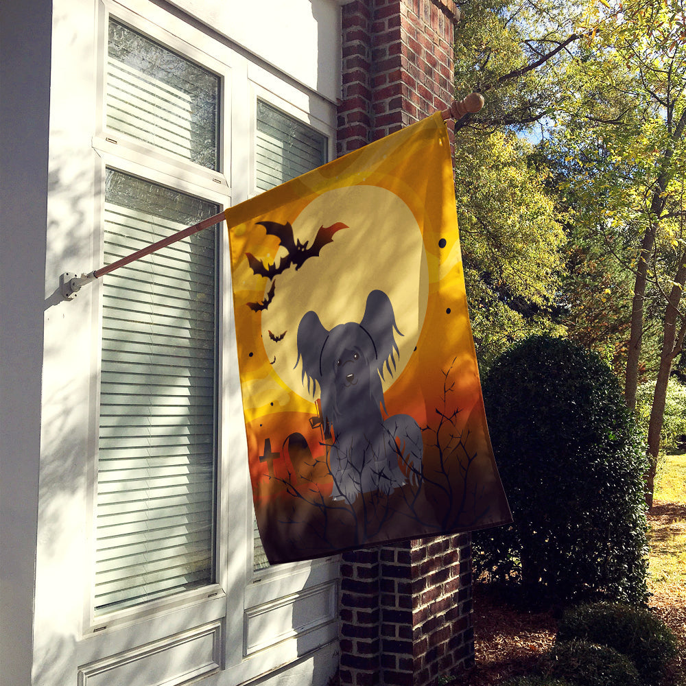 Halloween Chinese Crested Black House Flag 28x40 Porch Sleeve Pole Decorative Outside Yard Banner Artwork Wall Hanging, Polyester