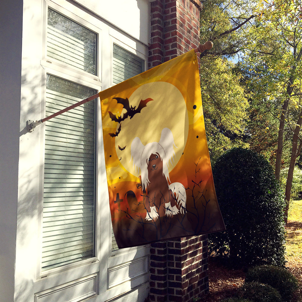 Halloween Chinese Crested Cream House Flag 28x40 Porch Sleeve Pole Decorative Outside Yard Banner Artwork Wall Hanging, Polyester