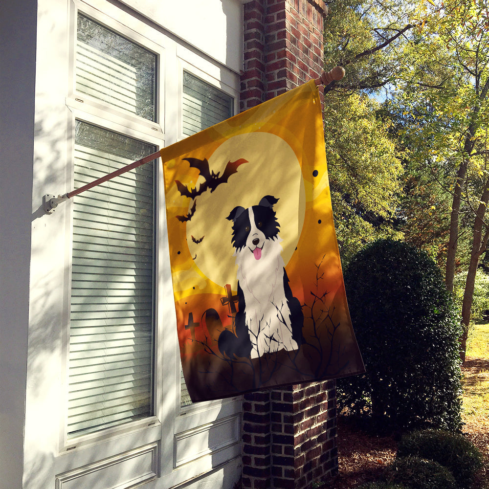Halloween Border Collie Black White House Flag 28x40 Porch Sleeve Pole Decorative Outside Yard Banner Artwork Wall Hanging, Polyester