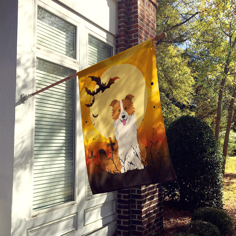 Halloween Border Collie Red White House Flag 28x40 Porch Sleeve Pole Decorative Outside Yard Banner Artwork Wall Hanging, Polyester