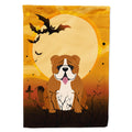 Halloween English Bulldog Red White House Flag 28x40 Porch Sleeve Pole Decorative Outside Yard Banner Artwork Wall Hanging, Polyester