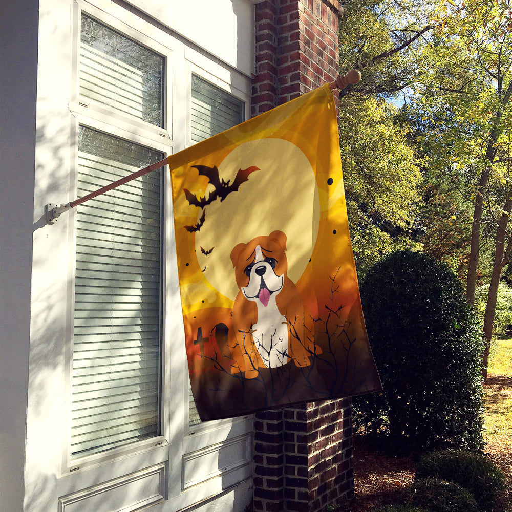 Halloween English Bulldog Red White House Flag 28x40 Porch Sleeve Pole Decorative Outside Yard Banner Artwork Wall Hanging, Polyester