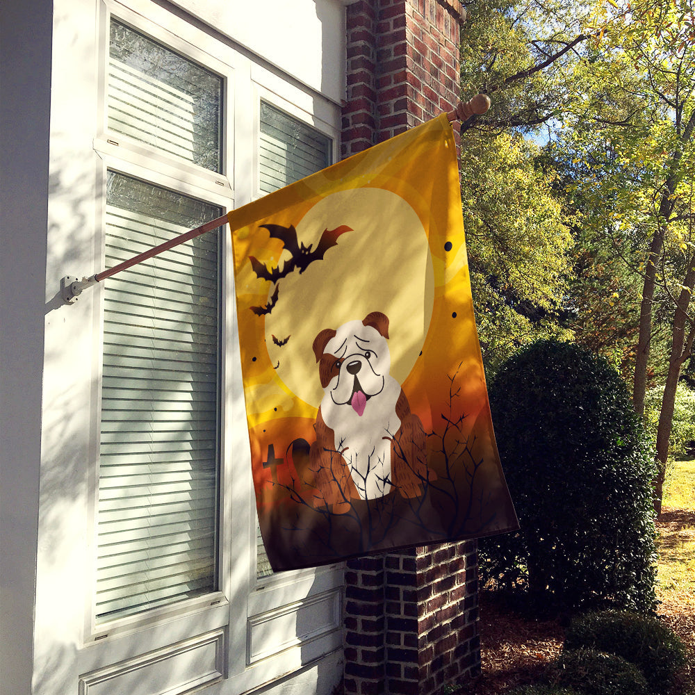Halloween English Bulldog Brindle White House Flag 28x40 Porch Sleeve Pole Decorative Outside Yard Banner Artwork Wall Hanging, Polyester