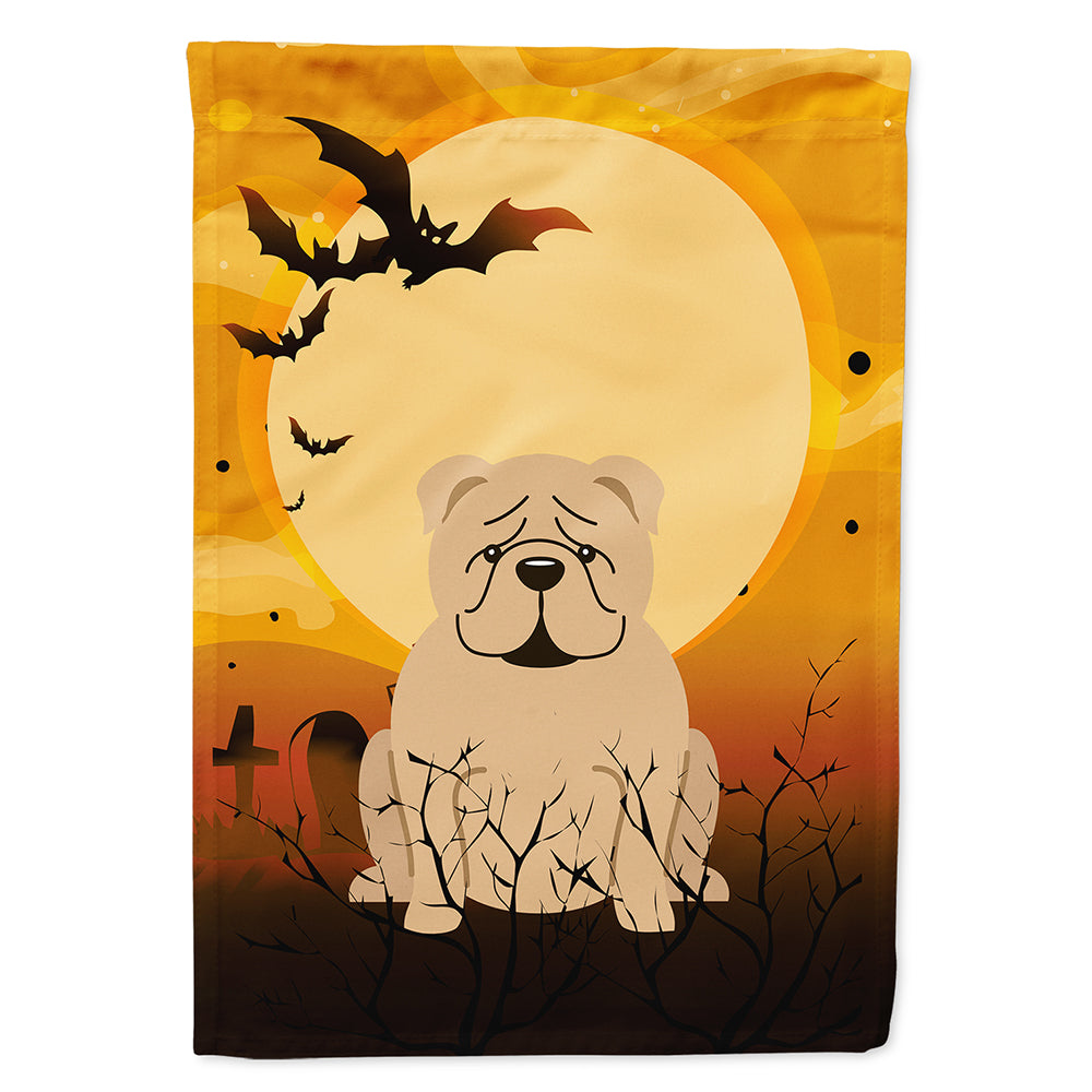 Halloween English Bulldog Fawn House Flag 28x40 Porch Sleeve Pole Decorative Outside Yard Banner Artwork Wall Hanging, Polyester