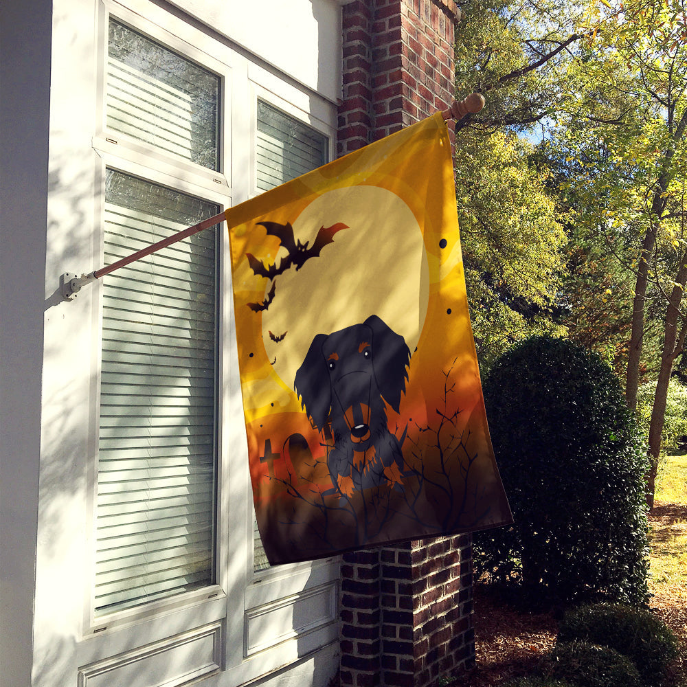 Halloween Wire Haired Dachshund Black Tan House Flag 28x40 Porch Sleeve Pole Decorative Outside Yard Banner Artwork Wall Hanging, Polyester