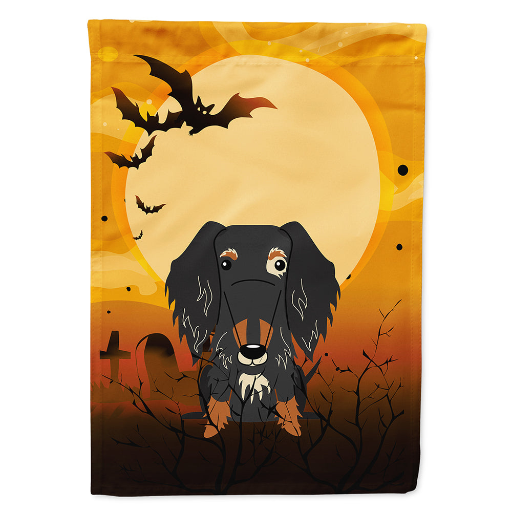 Halloween Wire Haired Dachshund Dapple House Flag 28x40 Porch Sleeve Pole Decorative Outside Yard Banner Artwork Wall Hanging, Polyester