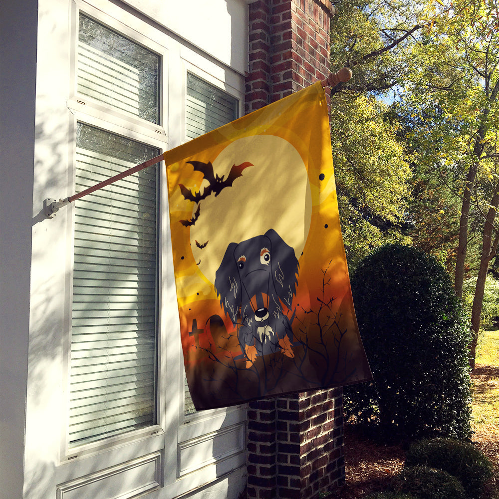 Halloween Wire Haired Dachshund Dapple House Flag 28x40 Porch Sleeve Pole Decorative Outside Yard Banner Artwork Wall Hanging, Polyester