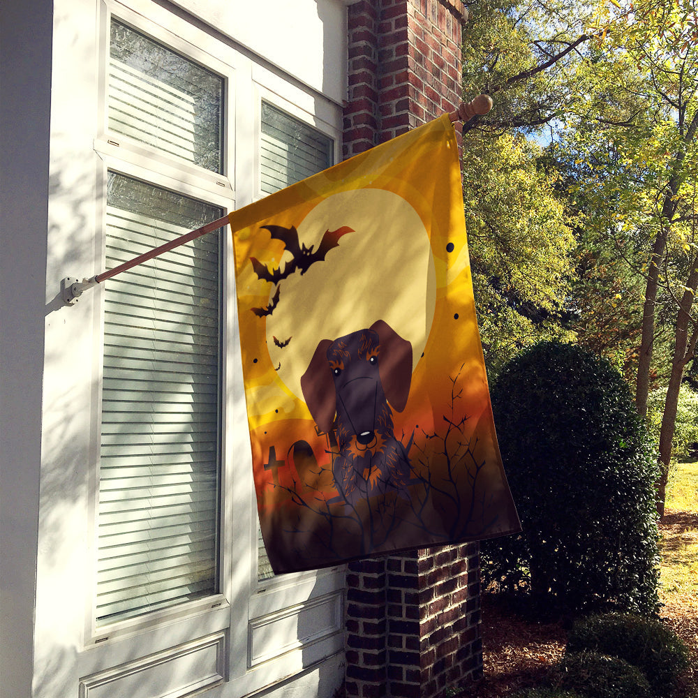 Halloween Wire Haired Dachshund Chocolate House Flag 28x40 Porch Sleeve Pole Decorative Outside Yard Banner Artwork Wall Hanging, Polyester