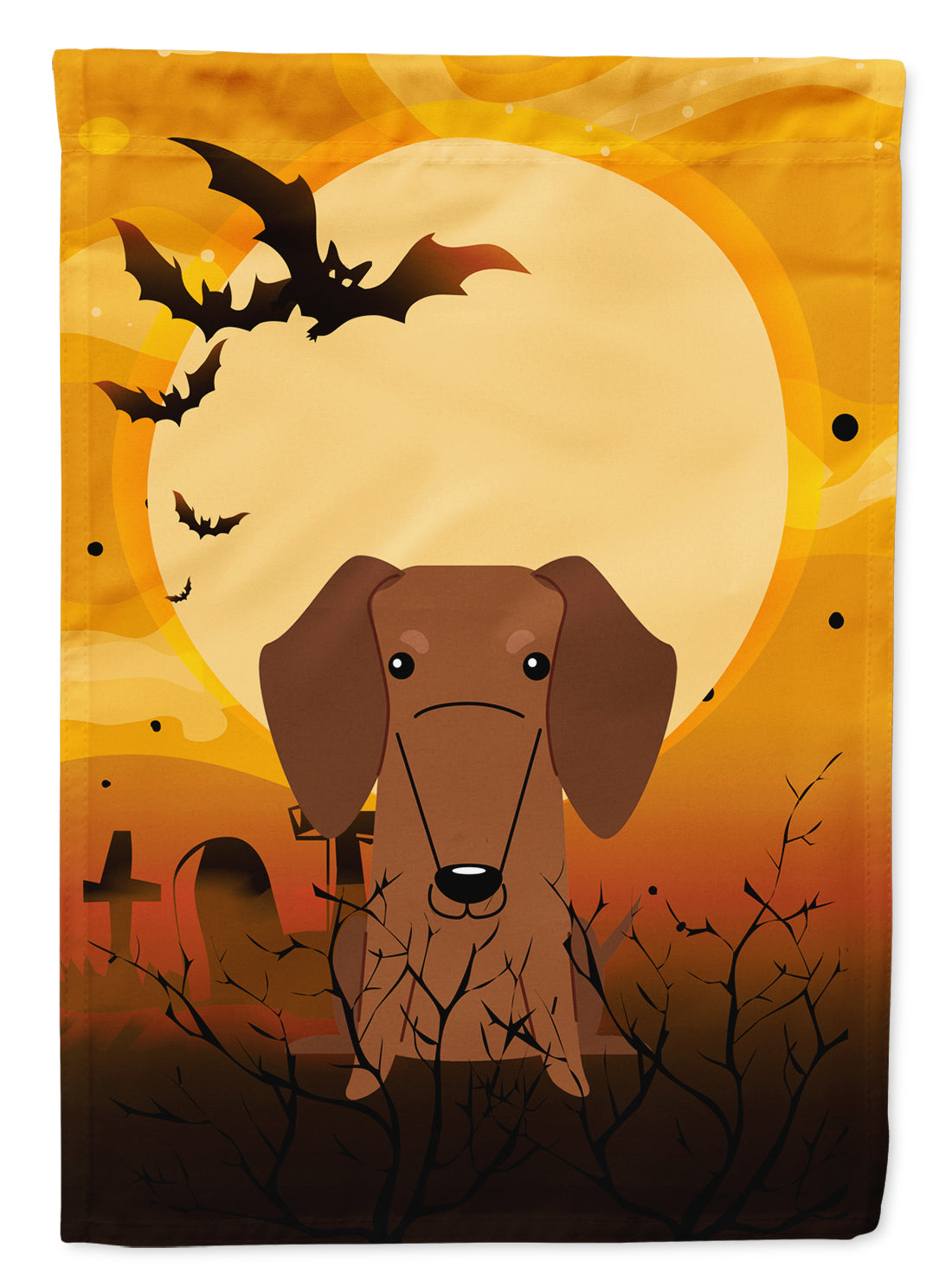 Halloween Dachshund Red Brown House Flag 28x40 Porch Sleeve Pole Decorative Outside Yard Banner Artwork Wall Hanging, Polyester