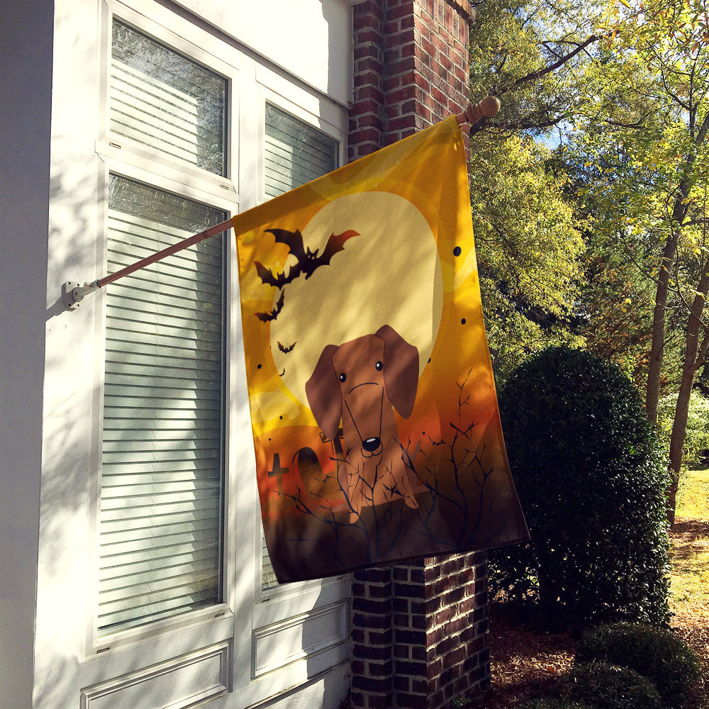 Halloween Dachshund Red Brown House Flag 28x40 Porch Sleeve Pole Decorative Outside Yard Banner Artwork Wall Hanging, Polyester
