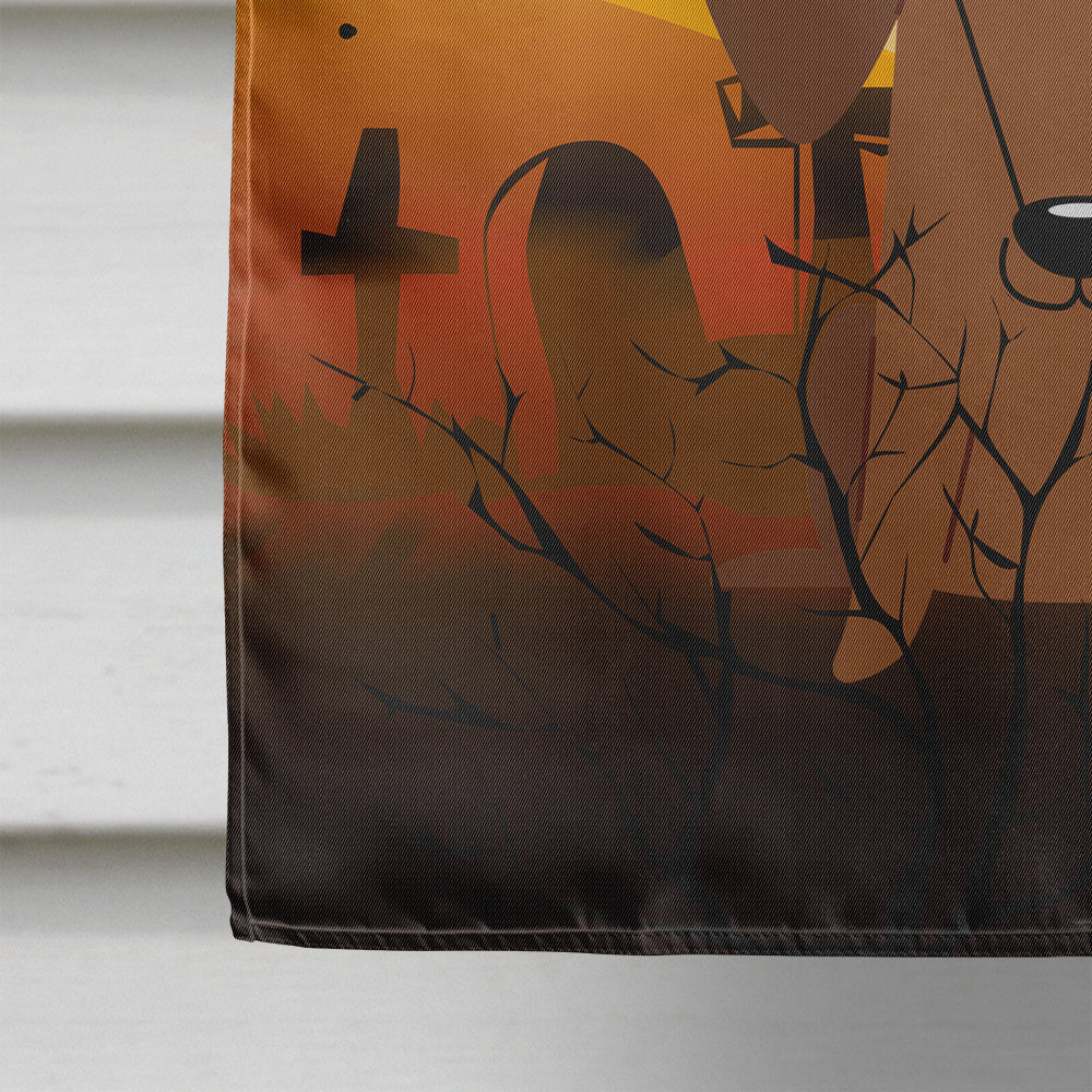Halloween Dachshund Red Brown House Flag 28x40 Porch Sleeve Pole Decorative Outside Yard Banner Artwork Wall Hanging, Polyester