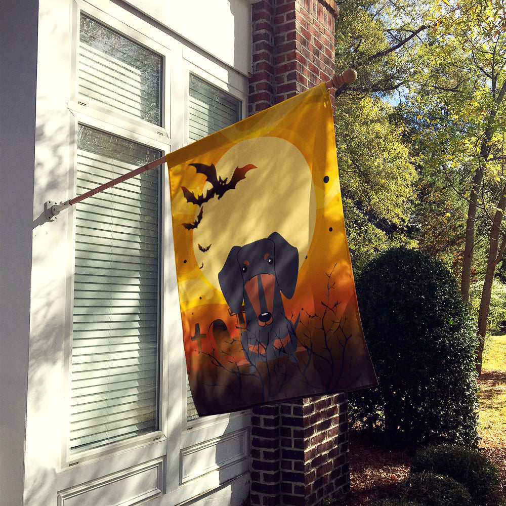 Halloween Dachshund Black Tan House Flag 28x40 Porch Sleeve Pole Decorative Outside Yard Banner Artwork Wall Hanging, Polyester