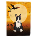 Halloween Bull Terrier Black White House Flag 28x40 Porch Sleeve Pole Decorative Outside Yard Banner Artwork Wall Hanging, Polyester