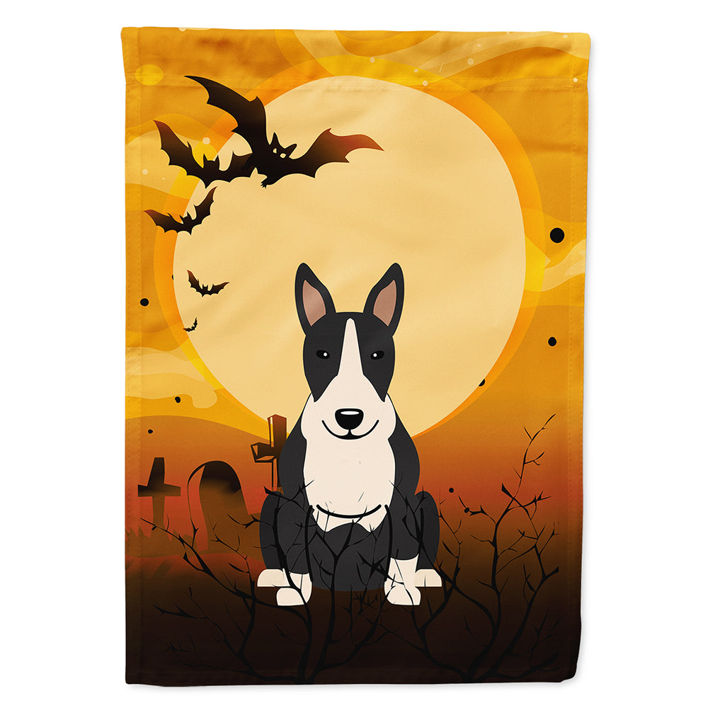 Halloween Bull Terrier Black White House Flag 28x40 Porch Sleeve Pole Decorative Outside Yard Banner Artwork Wall Hanging, Polyester