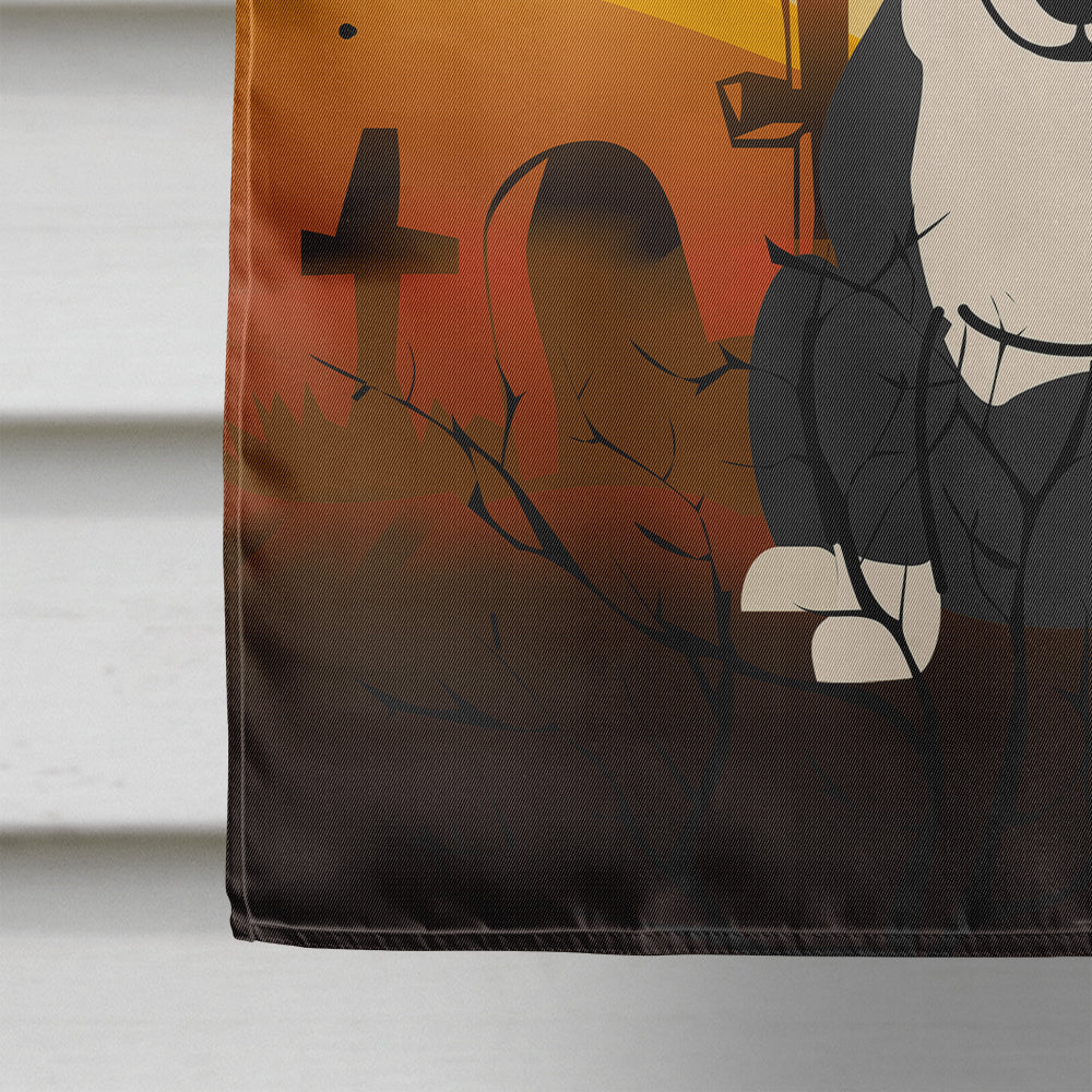 Halloween Bull Terrier Black White House Flag 28x40 Porch Sleeve Pole Decorative Outside Yard Banner Artwork Wall Hanging, Polyester