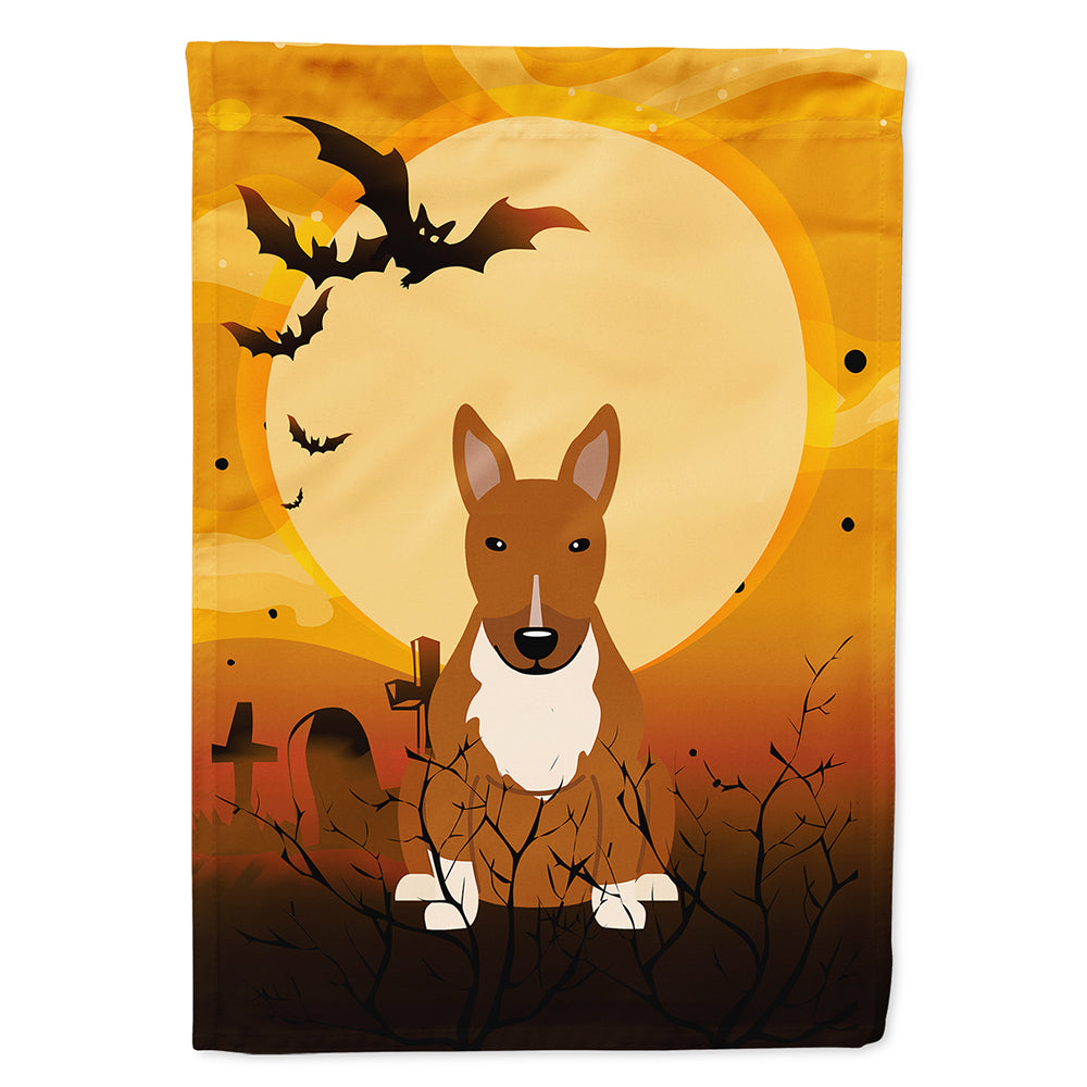 Halloween Bull Terrier Red House Flag 28x40 Porch Sleeve Pole Decorative Outside Yard Banner Artwork Wall Hanging, Polyester