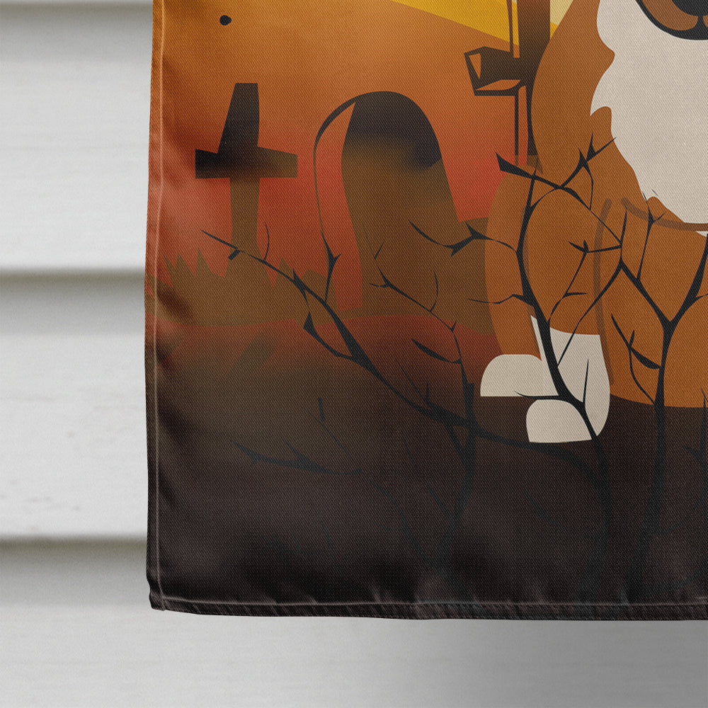Halloween Bull Terrier Red House Flag 28x40 Porch Sleeve Pole Decorative Outside Yard Banner Artwork Wall Hanging, Polyester