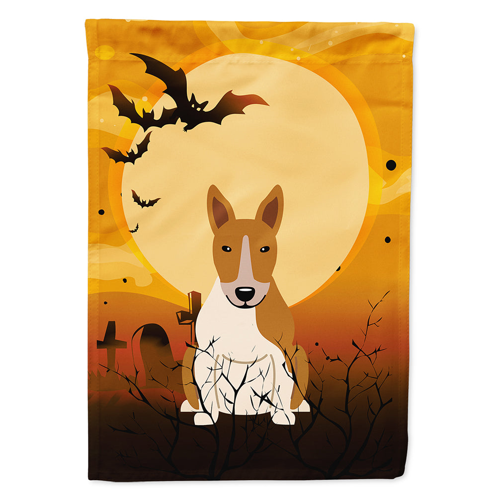 Halloween Bull Terrier Red White House Flag 28x40 Porch Sleeve Pole Decorative Outside Yard Banner Artwork Wall Hanging, Polyester