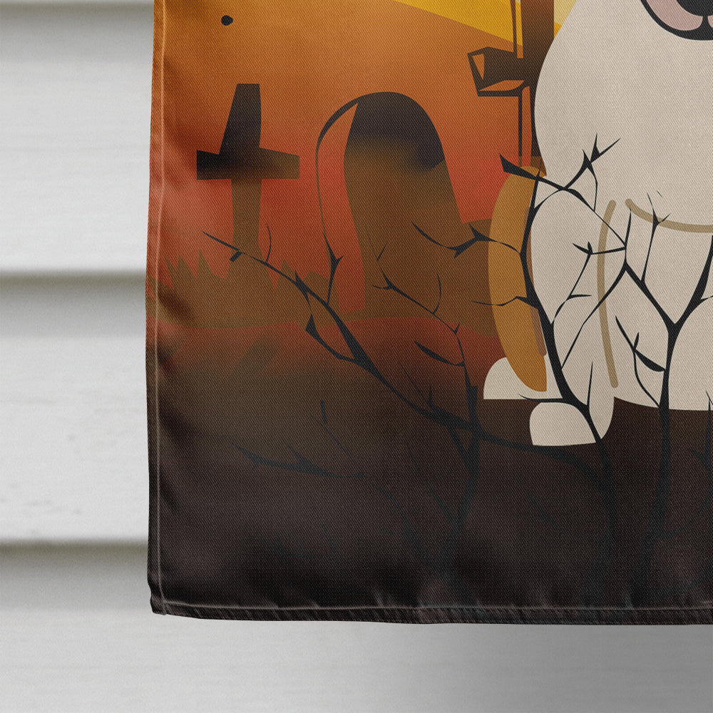 Halloween Bull Terrier Red White House Flag 28x40 Porch Sleeve Pole Decorative Outside Yard Banner Artwork Wall Hanging, Polyester