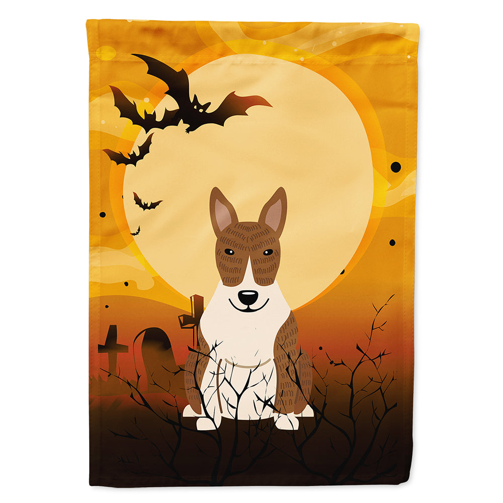 Halloween Bull Terrier Brindle House Flag 28x40 Porch Sleeve Pole Decorative Outside Yard Banner Artwork Wall Hanging, Polyester