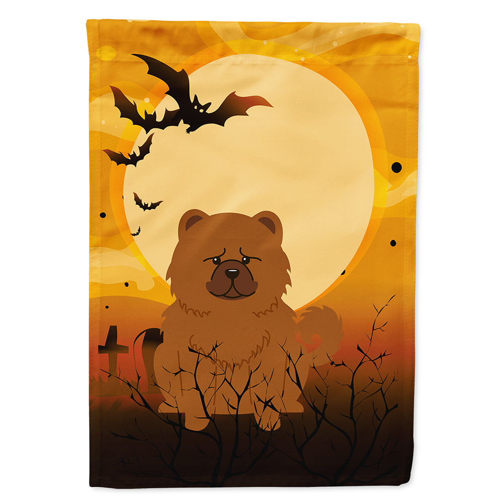 Halloween Chow Chow Red House Flag 28x40 Porch Sleeve Pole Decorative Outside Yard Banner Artwork Wall Hanging, Polyester