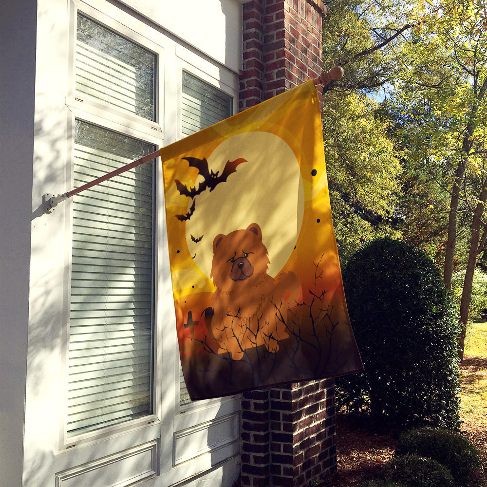 Halloween Chow Chow Red House Flag 28x40 Porch Sleeve Pole Decorative Outside Yard Banner Artwork Wall Hanging, Polyester