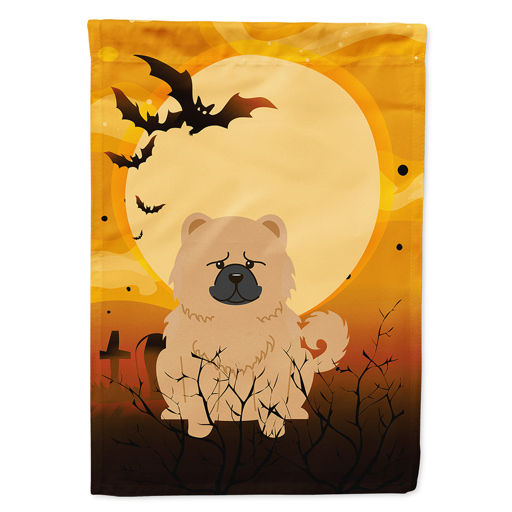 Halloween Chow Chow Cream House Flag 28x40 Porch Sleeve Pole Decorative Outside Yard Banner Artwork Wall Hanging, Polyester