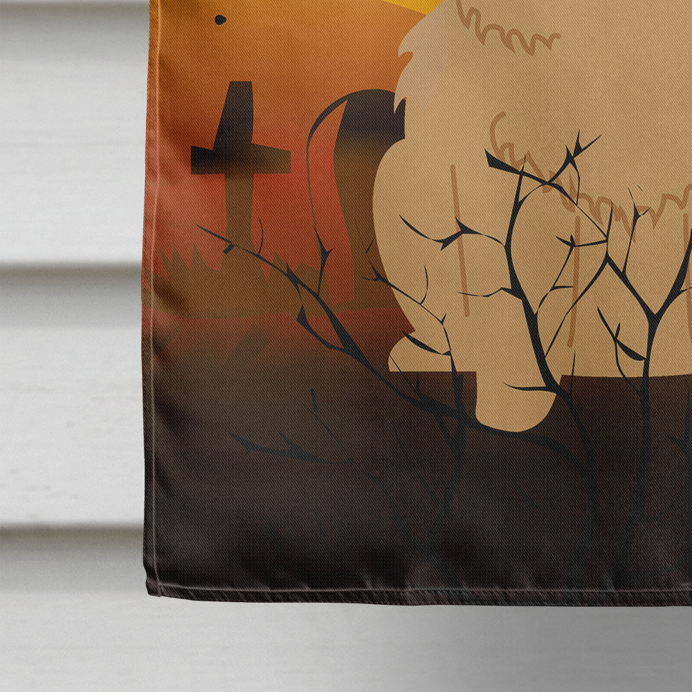 Halloween Chow Chow Cream House Flag 28x40 Porch Sleeve Pole Decorative Outside Yard Banner Artwork Wall Hanging, Polyester