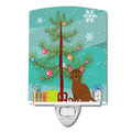 Abyssinian Cat Merry Christmas Tree Ceramic Night Light Compact, UL-Certified, Ideal for Bedroom, Bathroom, Nursery, Hallway, Kitchen, 6x4x3, Multicolor