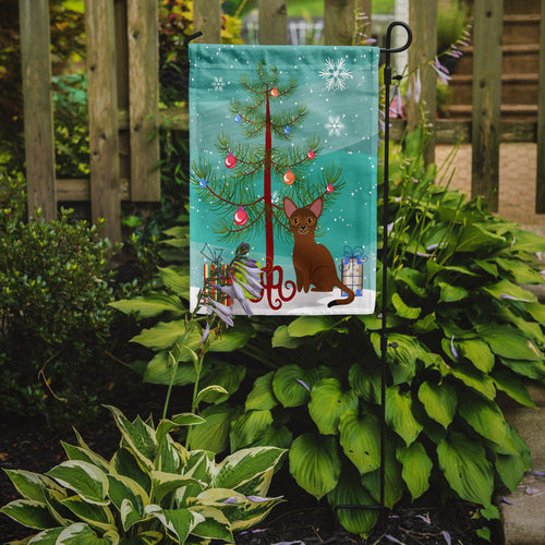 Abyssinian Cat Merry Christmas Tree Garden Flag Mailbox Decorative Yard Banner Outside Patio Artwork for Flower Beds, Garden Size, Multicolor