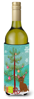 Abyssinian Cat Merry Christmas Tree Wine Bottle Hugger Gift Sleeve for Standard 750 ml Bottles, Insulated Reusable Also Fits Mini Shot & Pint Bottles