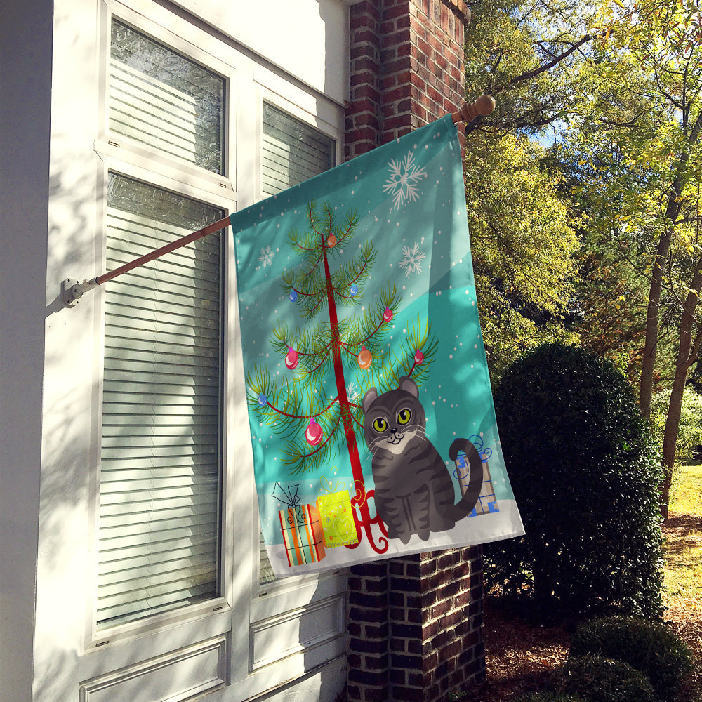 American Curl Cat Merry Christmas Tree House Flag 28x40 Porch Sleeve Pole Decorative Outside Yard Banner Artwork Wall Hanging, Polyester