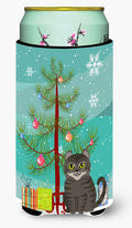 American Curl Cat Merry Christmas Tree Tall Boy Hugger Can Cooler Sleeve Machine Washable Drink Collapsible Insulator Beverage Insulated Holder