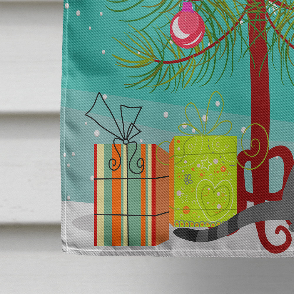 Asian Cat Merry Christmas Tree House Flag 28x40 Porch Sleeve Pole Decorative Outside Yard Banner Artwork Wall Hanging, Polyester