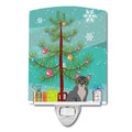 Asian Cat Merry Christmas Tree Ceramic Night Light Compact, UL-Certified, Ideal for Bedroom, Bathroom, Nursery, Hallway, Kitchen, 6x4x3, Multicolor